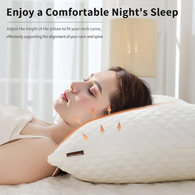 DAYLUCK Cooling Bed Pillows for Sleeping 1 Pack Standard/Queen Size, Firm and Soft Adjustable Shredded Memory Foam Pillows for Side Back Stomach Sleepers, Neck Pain Relief