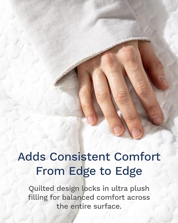 ViscoSoft Full Pillow Top Mattress Topper Pad - Soft Overstuffed Fiberfill Premium Support - Quilted Temperature Smart Viscose from Bamboo - Deep 18" Pocket for Secured Fit