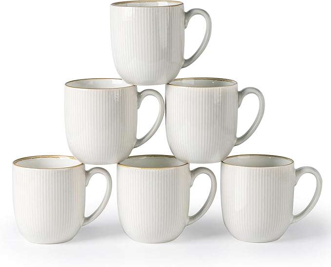 GBHOME Ceramic Coffee Mugs Set of 6, 12oz Handmade Ceramic Coffee Mugs Set with Gradient color for Latte/Tea/Beer/Hot Cocoa, Dishwasher & Microwave Safe