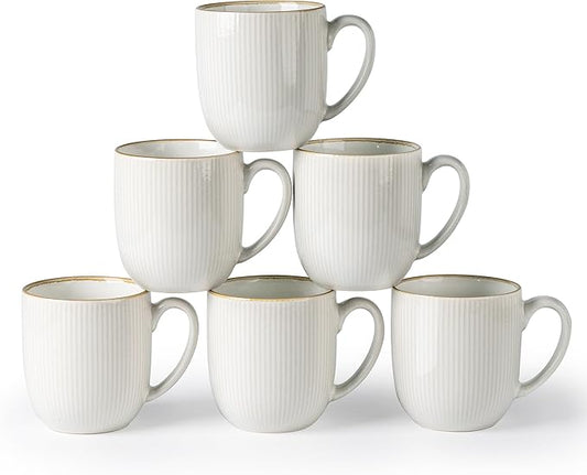 GBHOME Ceramic Coffee Mugs Set of 6, 12oz Handmade Ceramic Coffee Mugs Set with Gradient color for Latte/Tea/Beer/Hot Cocoa, Dishwasher & Microwave Safe