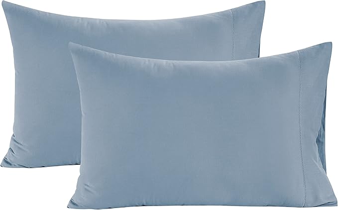 LANE LINEN Pillows Queen Size Set of 2 Soft 100% Egyptian Cotton Cool & Smooth 1000 Thread Count Pillow Cases - French Blue
