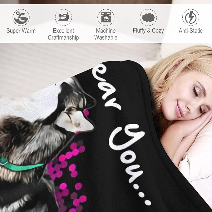 Husky Dog Blanket Husky Gifts for Girls Women Men Funny Husky Throw Blanket for Kids Adults Soft Warm Cozy Fleece Blanket for Couch Sofa Bed 50"x60"
