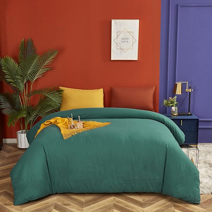 Luxlovery Emerald Green Comforter Set King Dark Green Bedding Set Soft Breathable Blanket Quilts Set with 2 Pillowcases Women Men King Bed