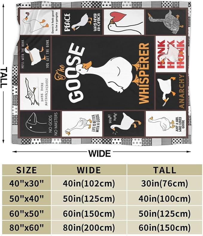 Funny Goose Blanket Soft Cozy Cute Goose Plush Throw Blanket Warm Lightweight Flannel Fuzzy Fleece Goose Stuff Animal Decor Blanket Gifts for Lovers Girls Boys Kids Adults Women Bed Travel 40"x50"