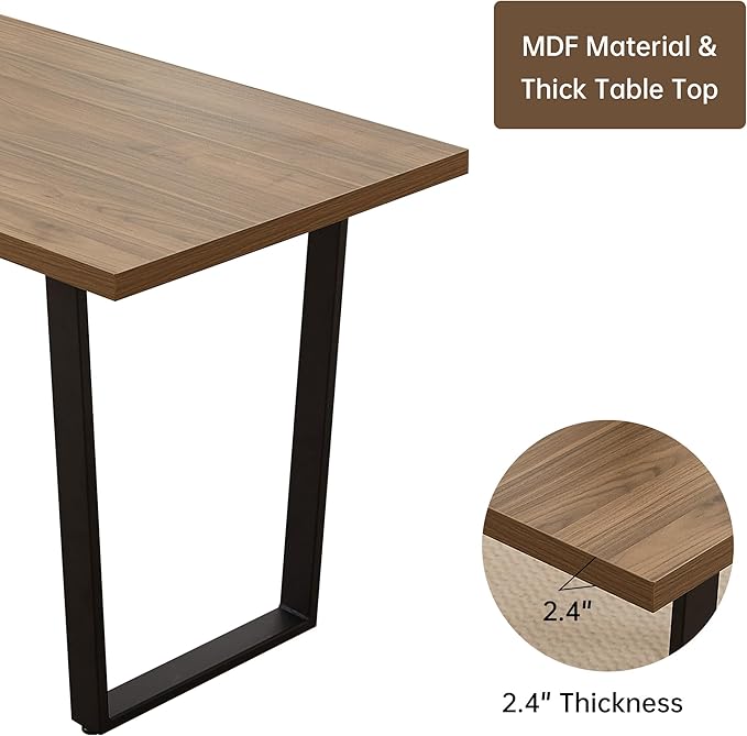 42.9 Modern Dining Kitchen Table for 4, Space-Saving Rectangular Design with Metal Legs, Suitable for Dining Room Kitchen Restaurant (Walnut Table)