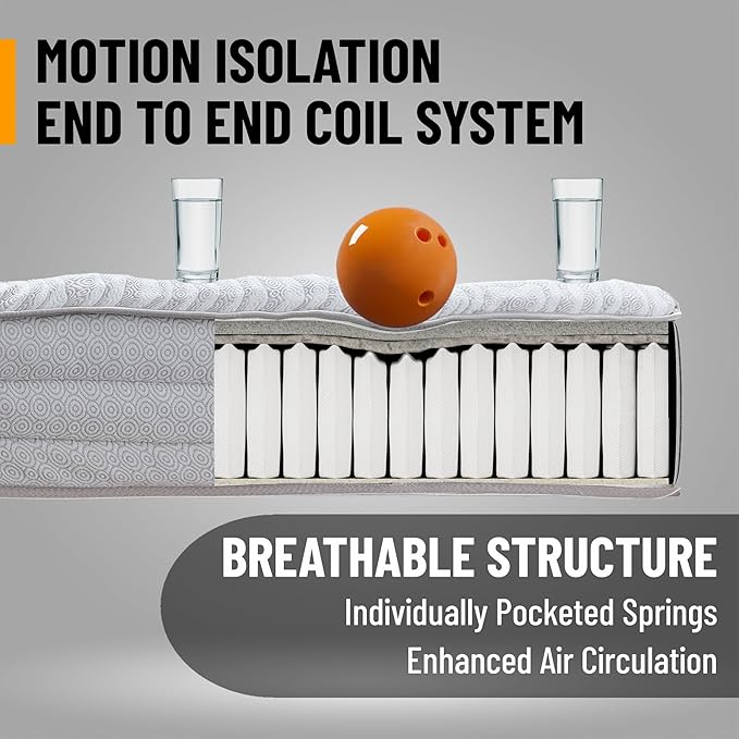 Ottomanson Full 11" Safari Firm Hybrid Mattress - Made in USA - Unyielding Support & Durability - Individually Pocketed Coils & CertiPUR-US Foam - Fiberglass-Free - Bed in a Box