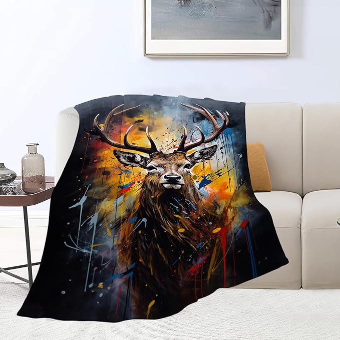 Deer Blanket Hunting Throw Blankets Hunting Stuff Gifts for Men Hunters Women Adults Fleece Flannel Blanket Plush Bedding for Couch Sofa Bed Room Decort 50"X60"