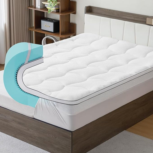 4 Inch Memory Foam Mattress Topper Twin Size - Dual Layer 3 Inch Cooling Gel Memory Pad and 1 Inch Pillow Top Mattress Cover for Back Pain - 39" x 75" x 4"