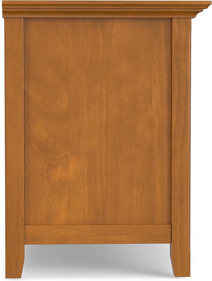 SIMPLIHOME Amherst 72-inch Wide Solid Wood TV Stand in Light Golden Brown, Transitional-Style Media Console for Living Room with Cable Management and Adjustable Shelves, Fits 80" TVs