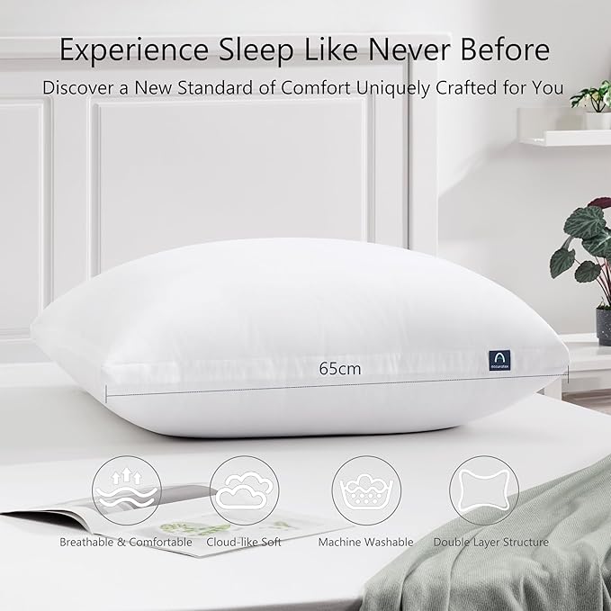 ACCURATEX Euro Pillows Set of 2 with Removable Cover, Luxury Hotel Quality Down Alternative Pillow Insert 26×26 for Bed, Sofa and Couch, Soft and Supportive, Machine Washable