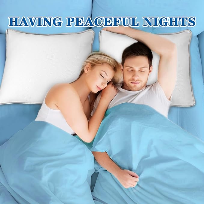 Shredded Memory Foam Pillows for Sleeping Queen Size Set of 2, Adjustable Soft & Firm Bed Pillow for Side, Back and Stomach Sleeper with Double Use Washable Cover（20x30）