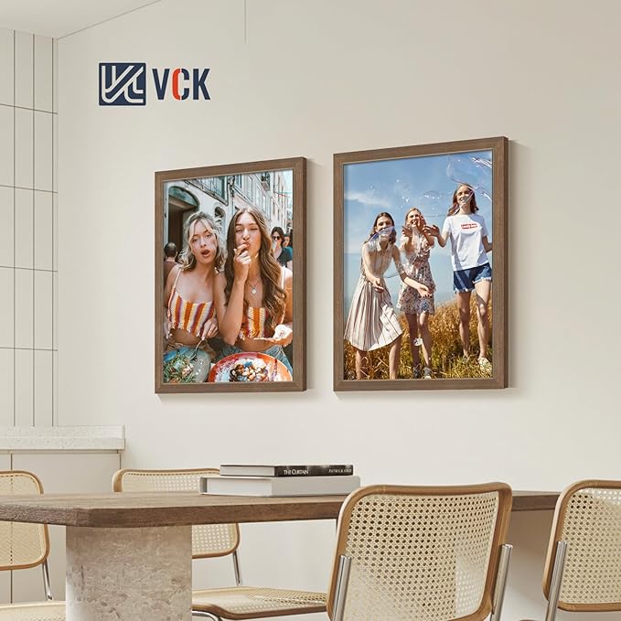 VCK 20x28 Brown Poster Frames 3 Pack, High-End Wood Wide Border Picture Frame,Multi-Directional Display Family Photos, Office Prints, Studio/Gallery/Home Artwork