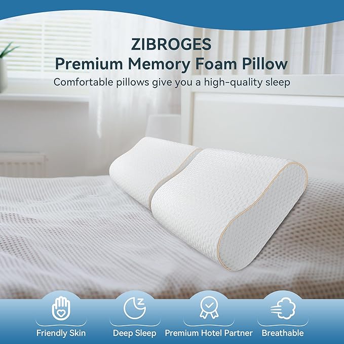Sandwich Memory Foam Pillow for Sleeping - Ergonomic Cervical Cooling Pillows King Size, Adjustable Contour Pillow for Neck, Bed Pillow for Side, Back & Stomach Sleepers