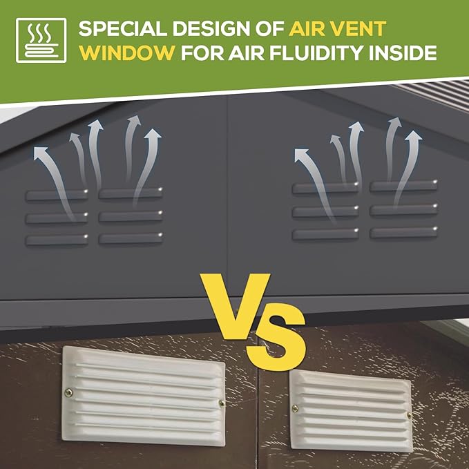 AECOJOY 16' x 12' Outdoor Storage Shed, Large Metal Sheds & Outdoor Storage Clearance 12x16 with Windows, Steel Backyard Shed, Utility Tool Storage for Garden, Patio, Outside use in Dark Grey