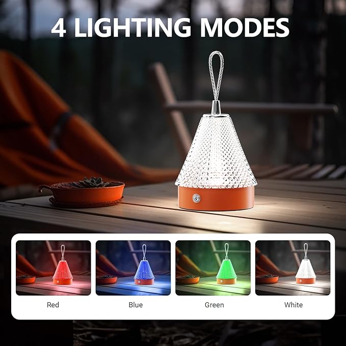 Rechargeable Desk lamp for Bedroom, Bedside lamp with White and Warm Yellow Light, Portable Night Light with Touch Control, Suitable for Bedroom, Camping