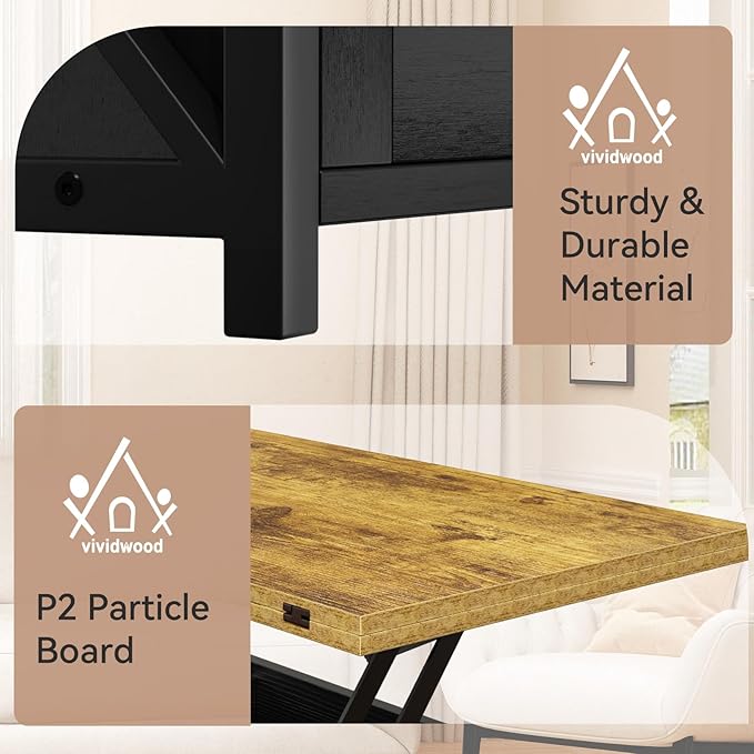 Lift Top Coffee Table with Storage and Sliding Door, 4 in 1 Multi-Function Convertible Tea Table with Hidden Compartment, Farmhouse Center Table with Wood Lift Tabletop for Living Room Black