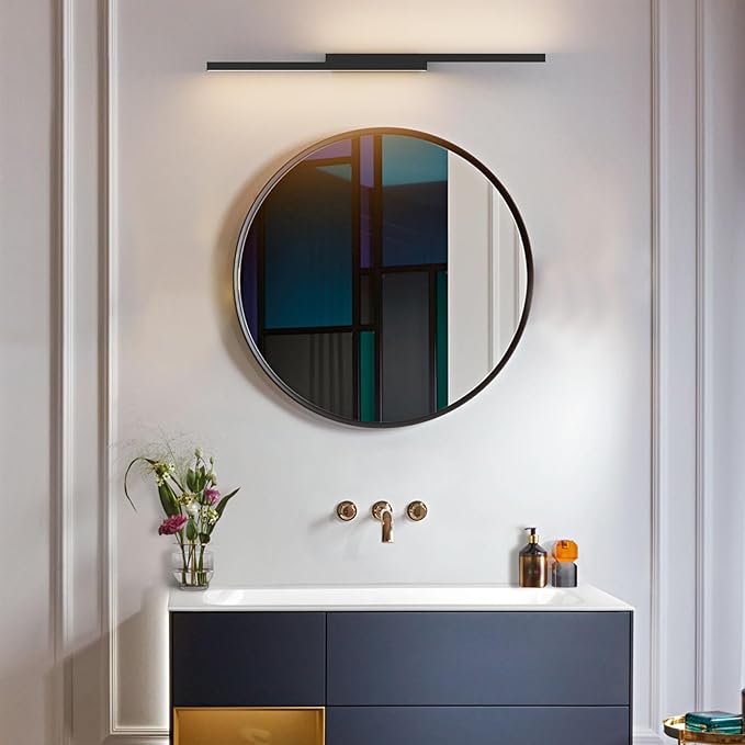 Aipsun 23.6inch Black Battery Operated Wall Sconce Set of 2, Rechargeable Wall Sconce Lighting Dimmable Wireless Wall Lights for Living Room,Bedroom