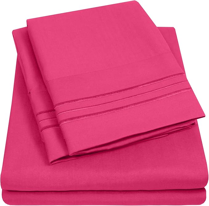 1500 Supreme Collection Queen Sheet Sets Fuschia - Luxury Hotel Bed Sheets and Pillowcase Set for Queen Mattress - Extra Soft, Elastic Corner Straps, Deep Pocket Sheets, Queen Fuschia
