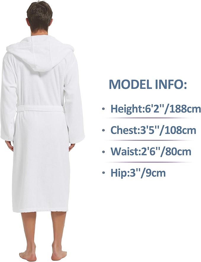 Mens Robe with Hood-Classic Terry Cloth Bathrobe for Men,Soft Knee Length Bathrobes