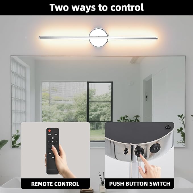 Battery Operated Wall Sconce Set of 2, Chrome 27.5" LED USB Rechargeable dimmable Wall Sconce with Remote Control, Rotate 350° for Living Room, Bedroom, Hallway and scones Lighting