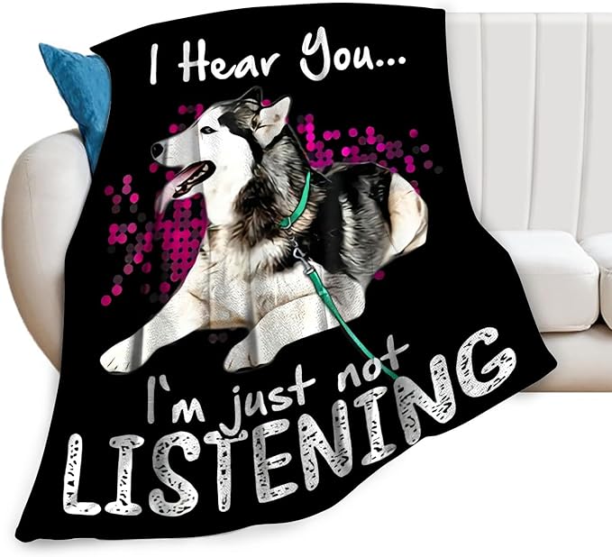 Husky Dog Blanket Husky Gifts for Girls Women Men Funny Husky Throw Blanket for Kids Adults Soft Warm Cozy Fleece Blanket for Couch Sofa Bed 50"x60"