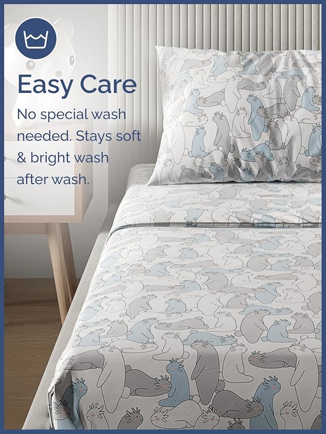 Kids Monsters Twin 3 Piece Sheet Set - Boys, Girls, Teens, Toddler - Easy Fit Deep Pockets - Breathable, Hotel Quality Bedding Sheets - Machine Washable - Wrinkle Free - Cute, Cozy, Soft - CGK Linens