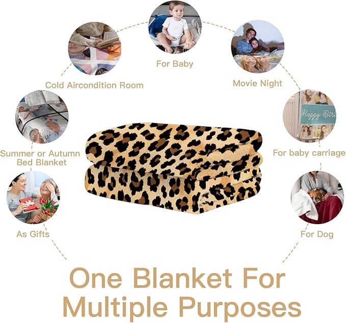 Large Leopard Print Fluffy Throw Blanket – Oversized Soft Cozy Blanket for Bed or Couch, Cheetah Print Room Decor, for Women, 60×80 Inches