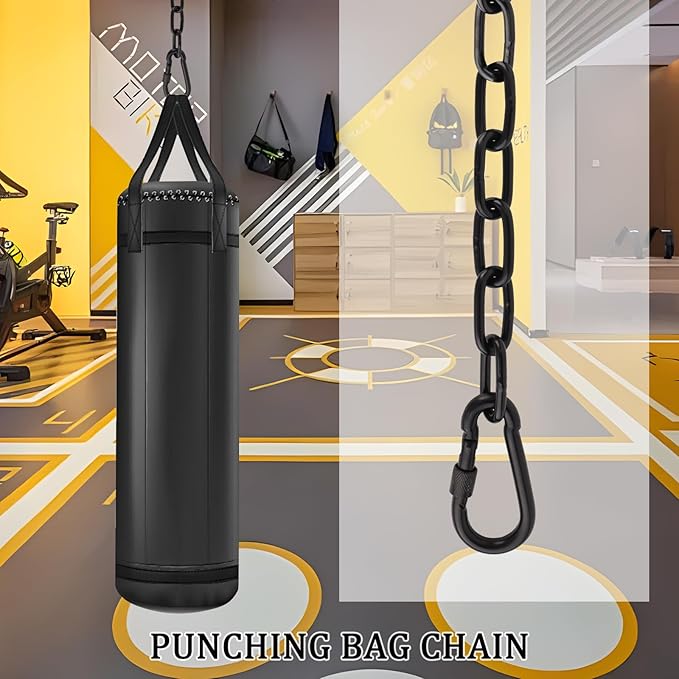 Hammock Chair Chain, 2 Pack 44in Hanging Swing Chain with 4 Carabiners, 660LB Capacity Heavy Duty Hammock Hanging Kit for Punching Bags, Swing Hangers, Porch, Patio, Playground Indoor Outdoor (Black)