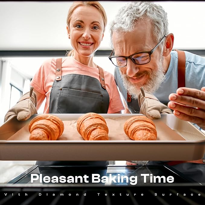 Baking Pans Set 8-Piece Bakeware Sets, Baking Sets for Cooking Nonstick Oven Pan Set, Baking Sheet Set, Cookie Sheets for Baking, Muffin Pan, Cookie Sheets (Ceramic Coated Gold)