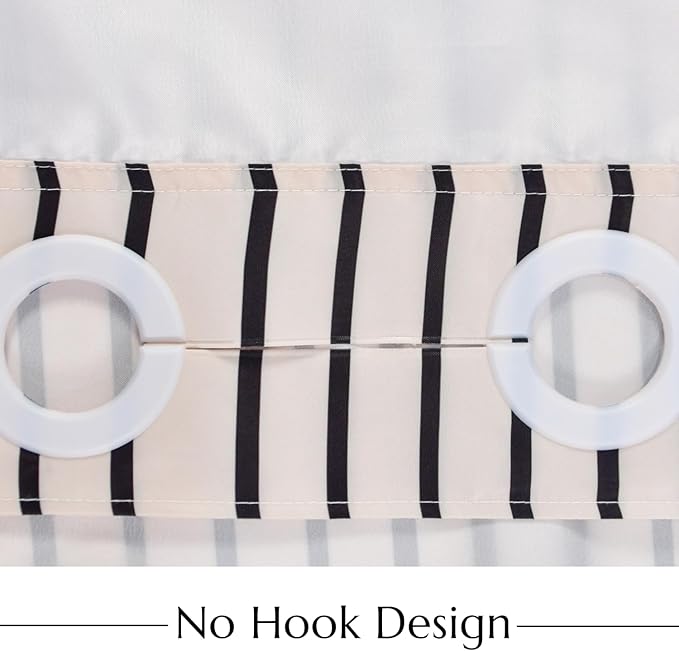 No Hook Shower Curtain with Snap in Liner, Boho Mid Century Modern Arch Heavy Duty See Through Window Waterproof Machine Washable Bathroom Curtain 71" W x 74" L (Pack of 1)