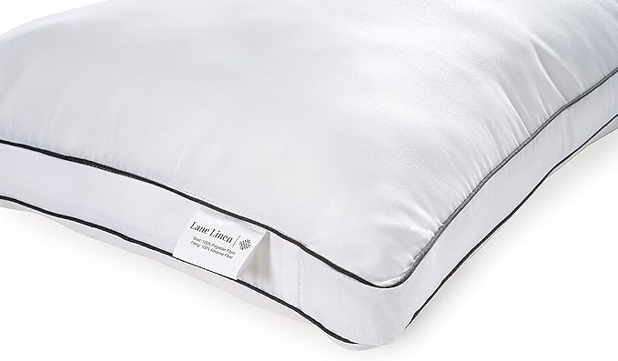 LANE LINEN Pillows Standard Size Set of 4 (20"x26") - Soft Gusseted Bed Pillow for Back, Stomach or Side Sleepers - Hotel Quality Down Alternative Standard Pillows Pack of 4 - White