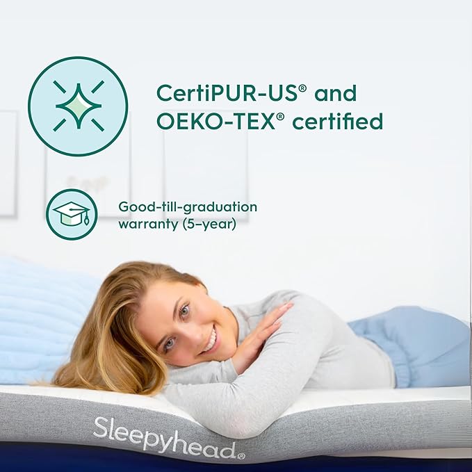 Sleepyhead Twin XL 3 Inch Gel Memory Foam Mattress Topper for College Dorm – Thick, Cooling & Comfortable Mattress Pad with Washable Cover – Dorm Room Essentials for College Students (XL Twin 3")