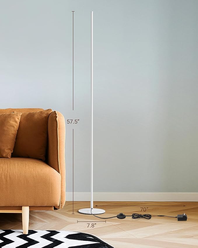 DEWENWILS Floor Lamps for Living Room, Set of 2 LED Corner Light Works with Foot Switch, 1100 LM Dimmable Floor Lamp with 3000K Warm White, 57.5" Standing Lamp for Living Room, Bedroom, Office (White)