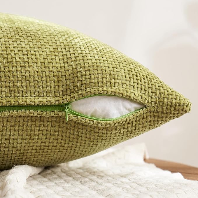 MIULEE Pack of 4 Fall Burnt Orange Couch Throw Pillow Covers 18x18 Inch Yellow Green Soft Decorative Chenille Pillows Farmhouse Accent Cushions for Boho Home Decor Spring Sofa Bedroom Living Room