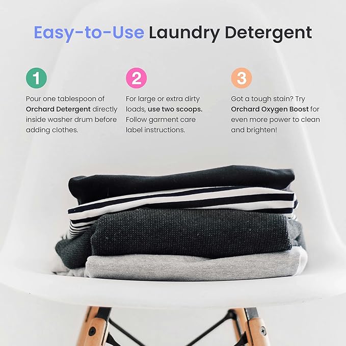 Orchard Laundry Detergent Powder Natural Deep Cleaning Laundry Powder for Sensitive Skin - Citrus - Plant Based Effective Ingredients - 65 Loads - Enzyme-Powered, Eco Friendly Detergent