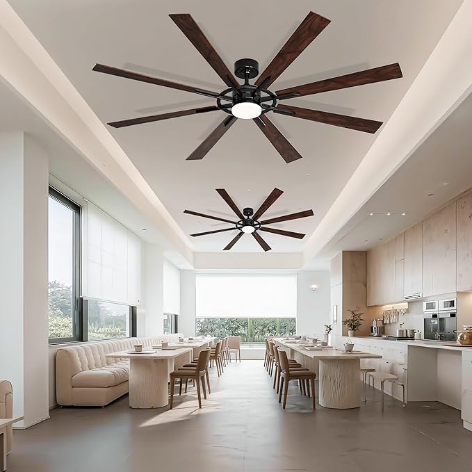 72 Inch Smart Ceiling Fan with Light and Remote, Black Ceiling Fan with Quiet Reversible DC Motor, Control Via WiFi Alexa App, 3CCT Dimmable Large Indoor/Outdoor Ceiling Fans for Patio Garage