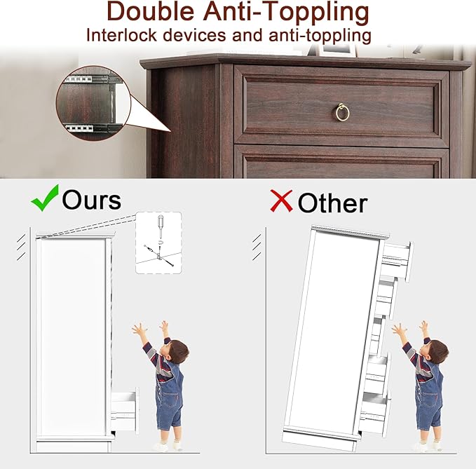 5 Drawer Dresser, Chest of Drawers with Double Anti-Tip, Modern Tall Dresser Organizer for Bedroom, Living Room & Hallway – Easy Assembly Storage Cabinet, Espresso