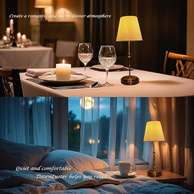 Cordless Table Lamp Rechargeable Vintage Gold-5000mAh Battery Operated Lamp for Decor, 2700K Stepless Dimming Touch Control Wireless Lamp for Bedroom, Living Room, Office, Dormitory