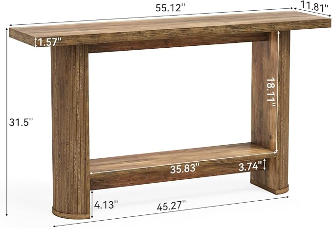 LITTLE TREE 55-Inch Modern Console Table, Narrow Sofa Table for Hallway, Wooden Entrance Table Behind The Couch for Living Room, Hallway, Entrance, Brown
