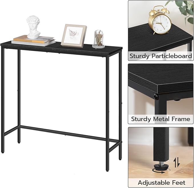 HOOBRO 2 Pack Narrow Sofa Console Table, 29.5" Small Entryway Table, Thin Display Shelf, for Hallway, Bedroom, Living Room, Foyer, Black BK75XGP201