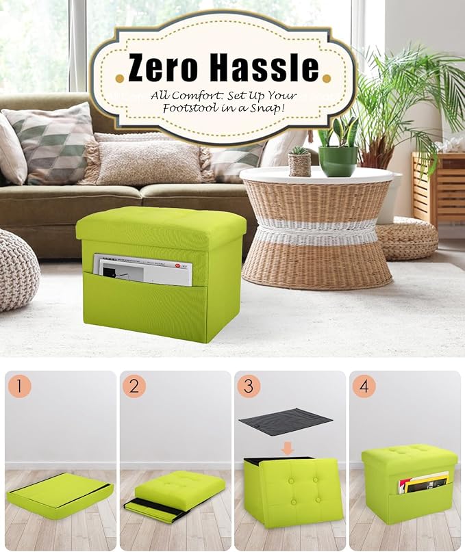 Ottoman Storage Ottoman Foot Rest Stool Foldable Bench with Storage Student Dormitory Bedroom and Entryway 17 X 13 X 13