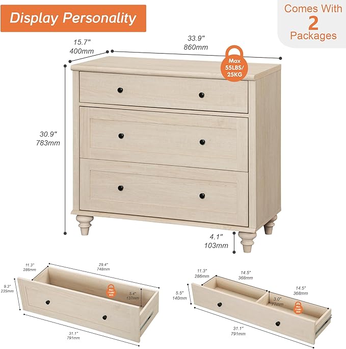 WAMPAT Modern TV Stand, 4 in 1 Entertainment Center with Storage Cabinets and 4 Glass Door, Media Console with 6 Drawer Dresser for Living Room, Light Oak