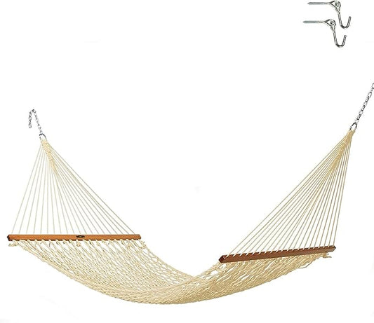Original Pawleys Island Single Oatmeal DURACORD Rope Hammock with Free Extension Chains & Tree Hooks, Handcrafted in The USA, Accommodates 1 Person, 450 LB Weight Capacity, 12 ft. x 50 in.
