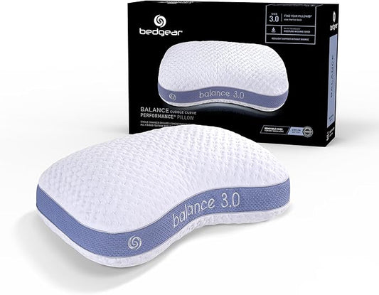 Bedgear Balance Cuddle Curve Performance Pillow - Size 3.0 - Moisture-Wicking Pillow for Side Sleepers - Medium Firmness Bed Pillow- Hypoallergenic, Washable Removable Cover - 20" W x 26" L x 6.5" H