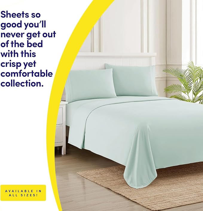 1500 Supreme Collection King Sheet Sets Mint Green - Luxury Hotel Bed Sheets and Pillowcase Set for King Mattress - Extra Soft, Elastic Corner Straps, Deep Pocket Sheets, King Mint Green