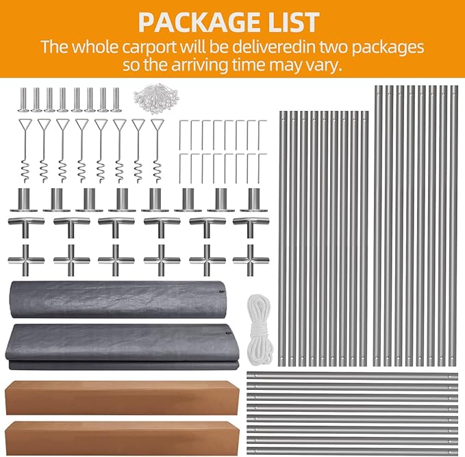 13x20ft Heavy Duty Carport Outdoor Canopy Portable Garage with 4 Doors & 4 Windows Waterproof UV Resistant Storage Shelter with Removable Sidewalls for Car Truck Boat, Earthy Yellow