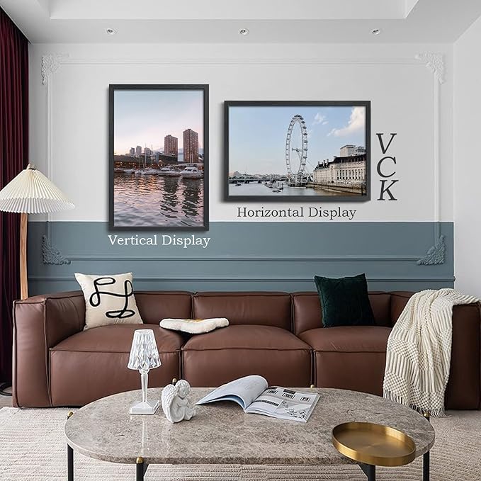 VCK 24x36 Poster Frames 2 Pack, Black Solid Wood Picture Frame, Textured Exclusive Wall Gallery Frame