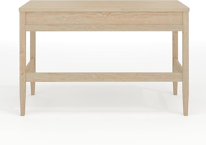 Martha Stewart Rhett Home Office Desk with 3 Drawers and Tapered Legs in Light Natural with Antique Bronze Hardware