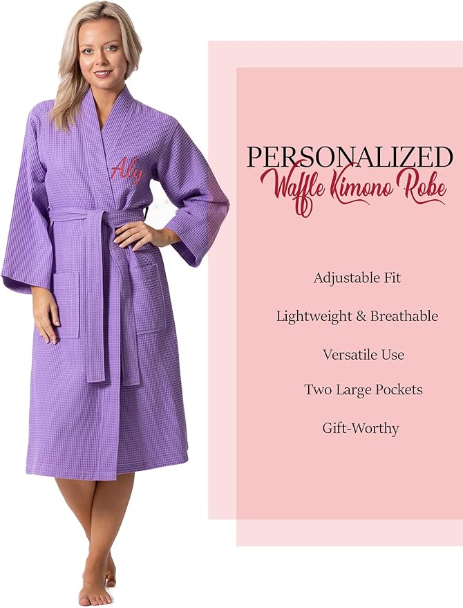 Waffle Knit Lightweight Kimono Spa & Bath Robes for Women - Quick Dry - Soft