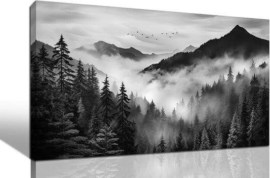 Canvas Wall Art for Living Room Bedroom Decor Wall Painting Large Artwork Modern Decorative Painting Black and White Landscape Picture Theme with Frame Ready to Hang Canvas Decor Size 20x40